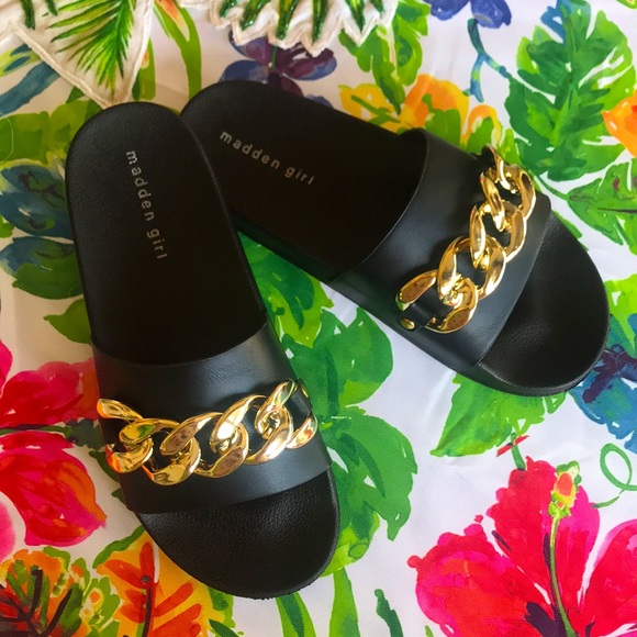 Madden Girl Shoes - Brand New Madden Girl Flynn Black & Gold Sandals